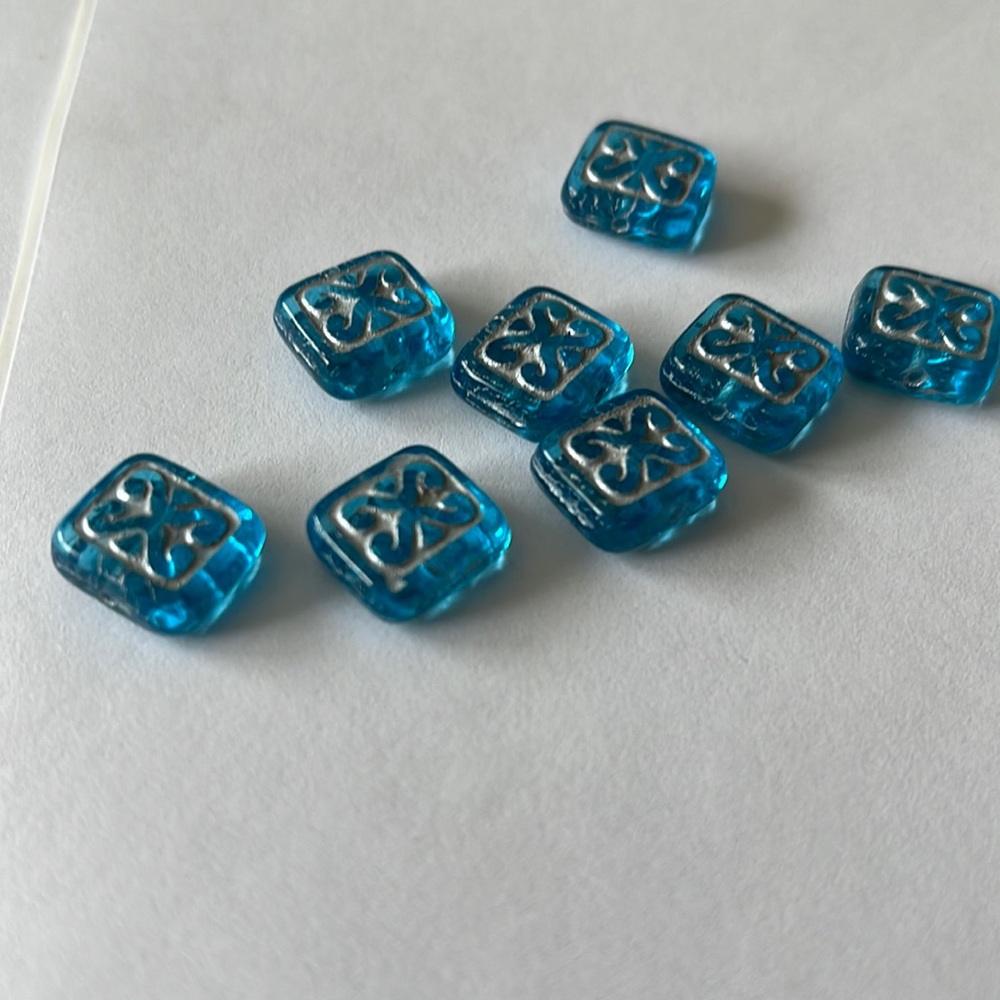 Blue beads silver wash detailed